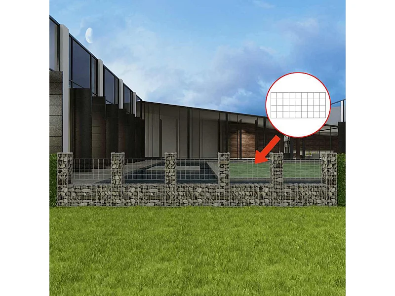 Panier de gabion-Mur en gabion en forme de U Acier galvanisé 570x20x100 cm