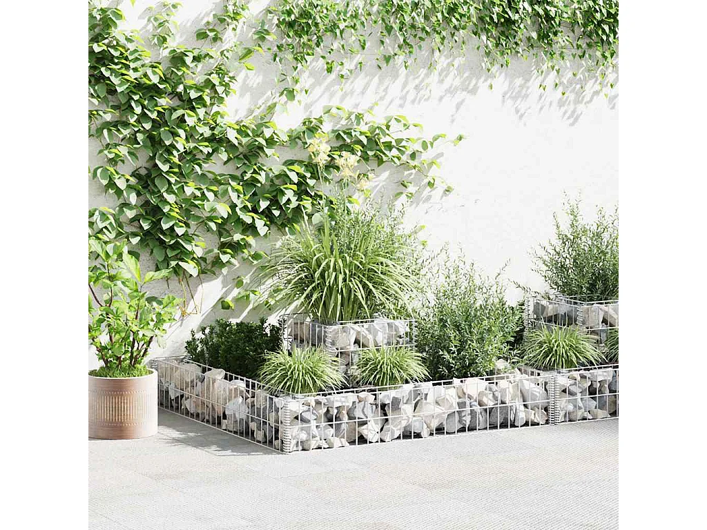 Jardinière-Bac à fleurs-Pot de fleurs à gabion Acier galvanisé 120x120x20 cm