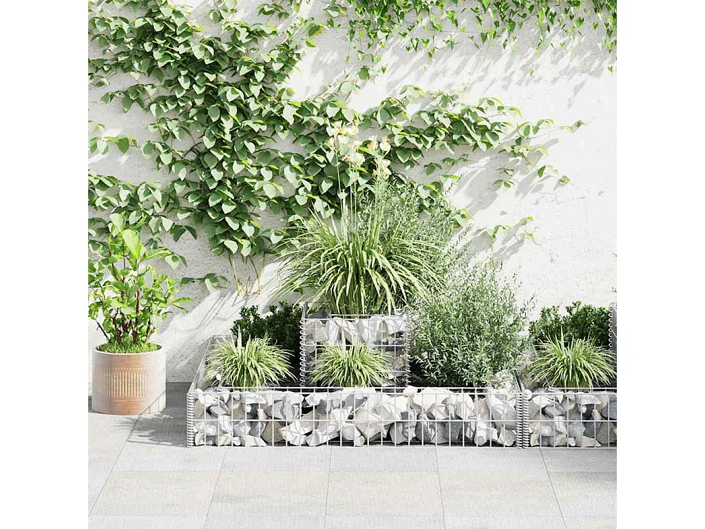 Jardinière-Bac à fleurs-Pot de fleurs à gabion Acier galvanisé 120x120x20 cm