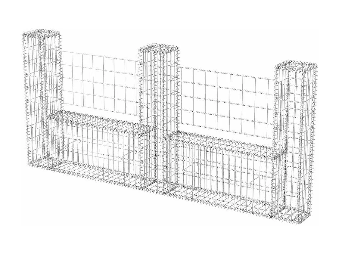 Panier de gabion-Mur en gabion en forme de U Acier galvanisé 240x20x100 cm