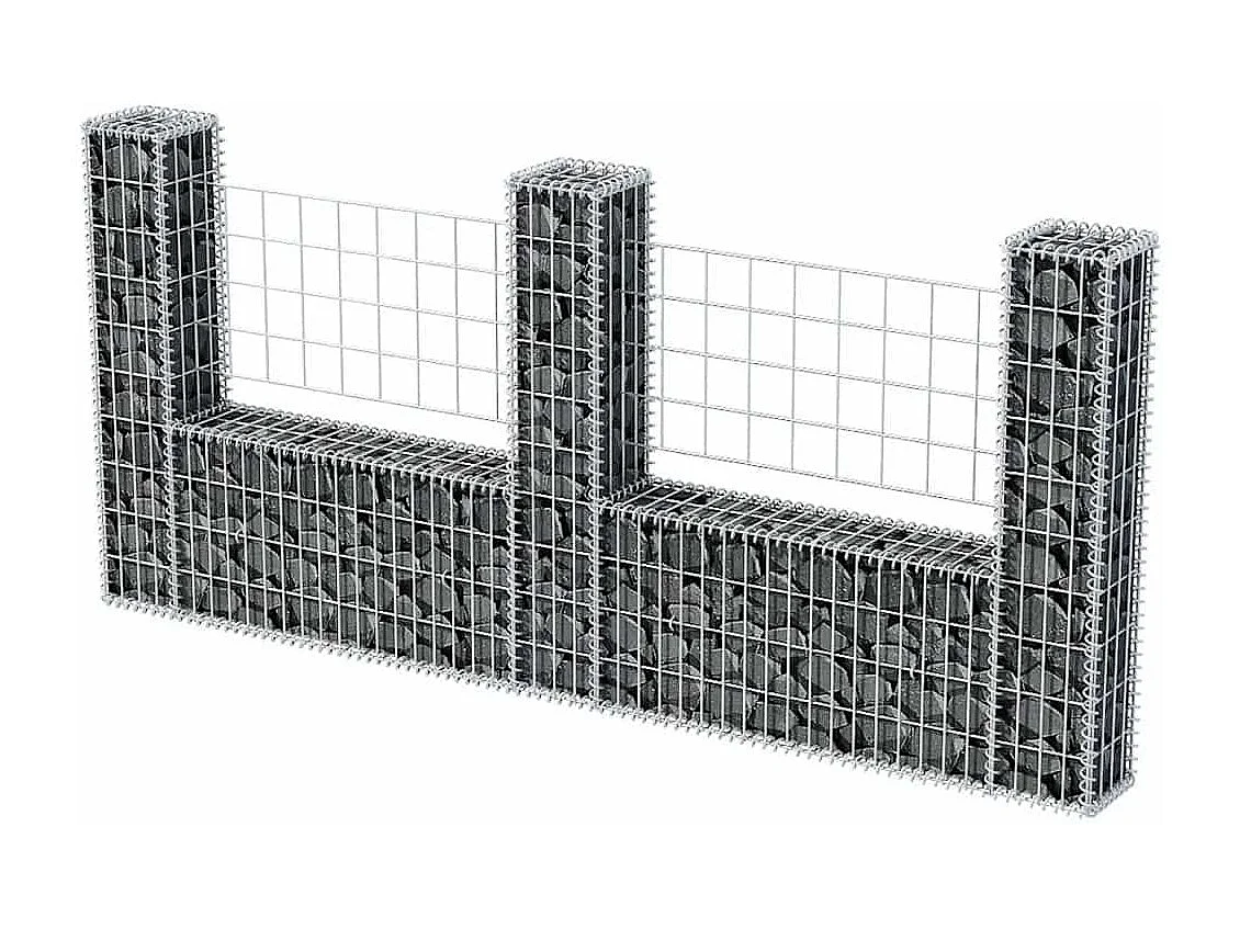 Panier de gabion-Mur en gabion en forme de U Acier galvanisé 240x20x100 cm
