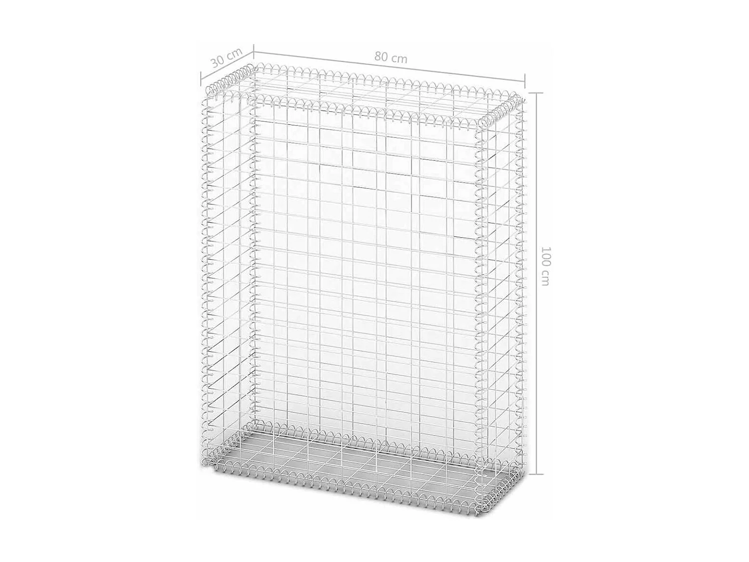 Panier de gabion-Mur en gabion avec couvercle Fil galvanisé 100x80x30 cm