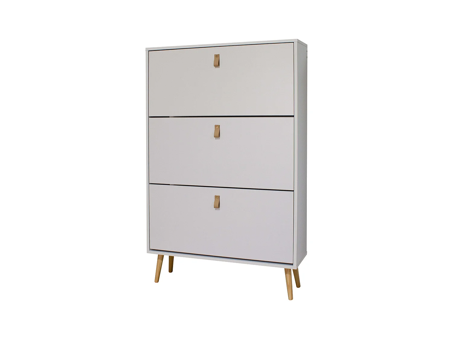 Meuble à chaussures Anzio blanc avec 3 portes pliantes, mélaminé, 129x80x24 cm