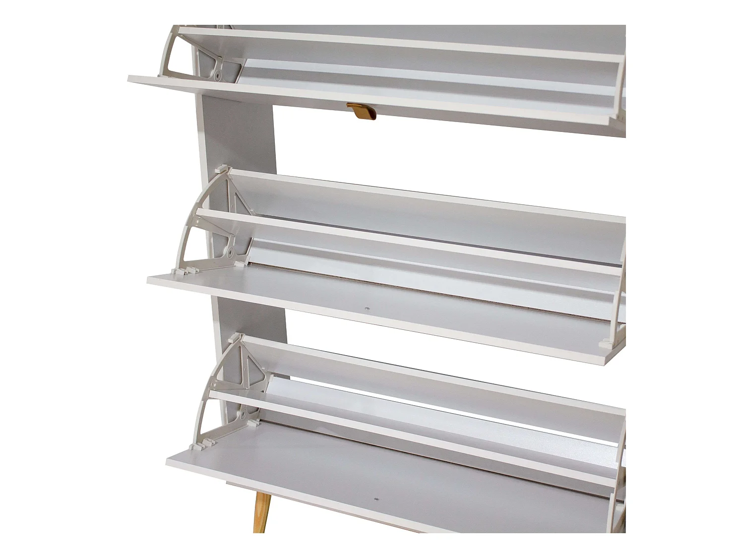 Meuble à chaussures Anzio blanc avec 3 portes pliantes, mélaminé, 129x80x24 cm