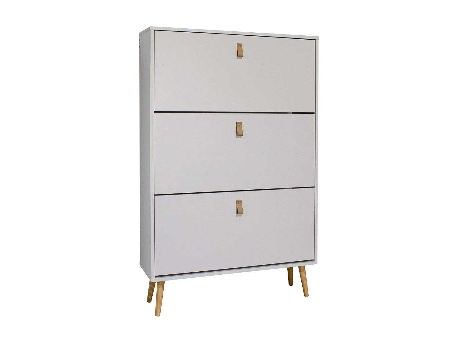 Meuble à chaussures Anzio blanc avec 3 portes pliantes, mélaminé, 129x80x24 cm