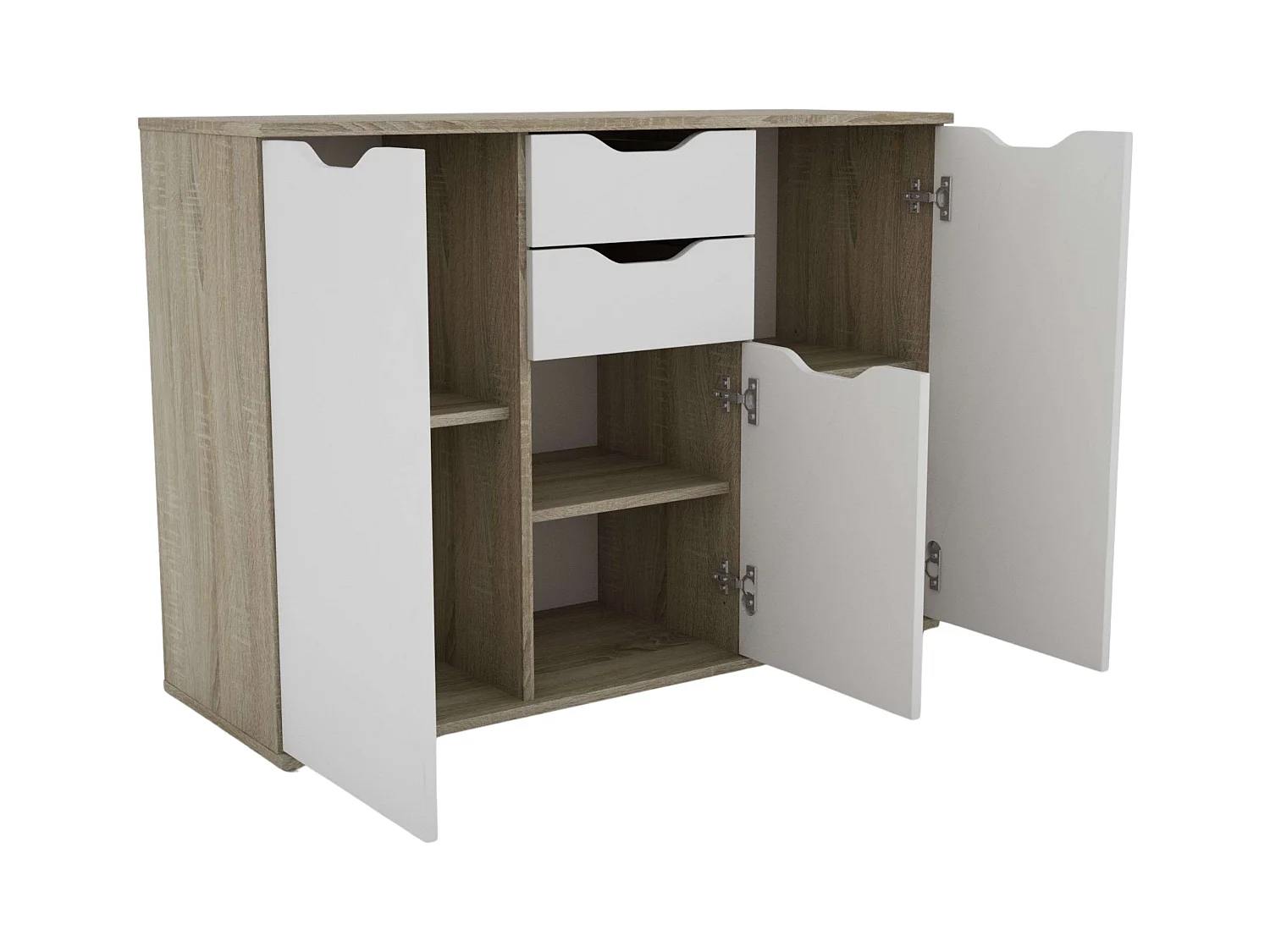 Aparador Parc salón 2 cajones 3 puertas roble/blanco 108x78.7x38 cm