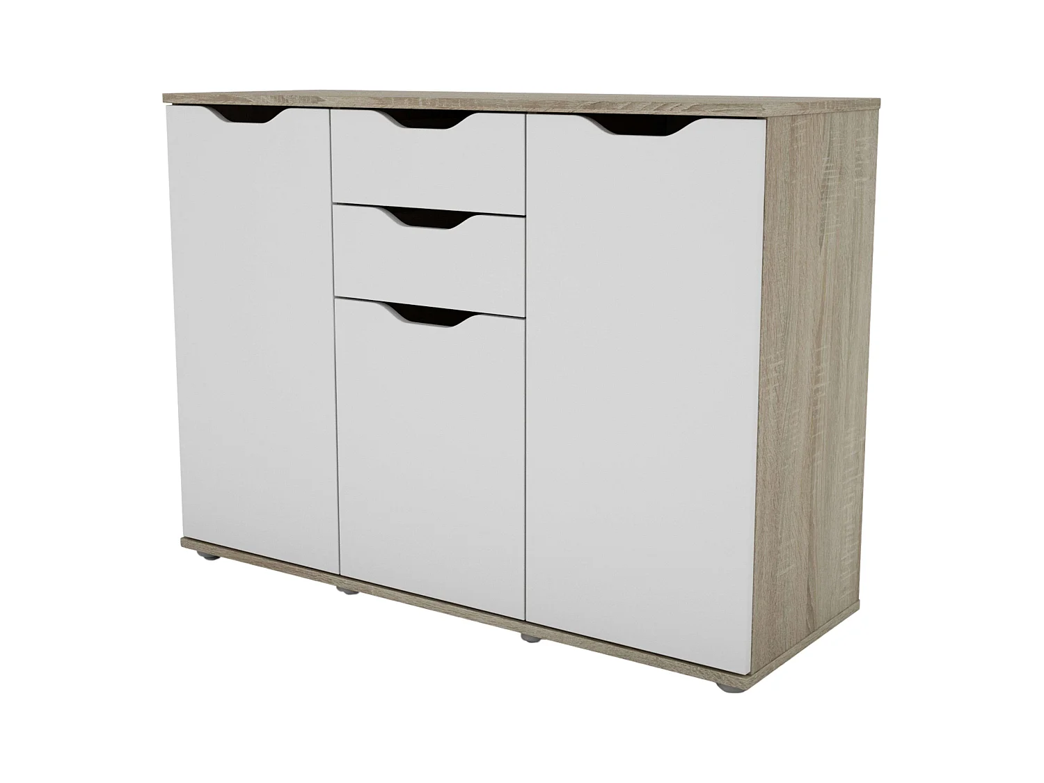 Aparador Parc salón 2 cajones 3 puertas roble/blanco 108x78.7x38 cm