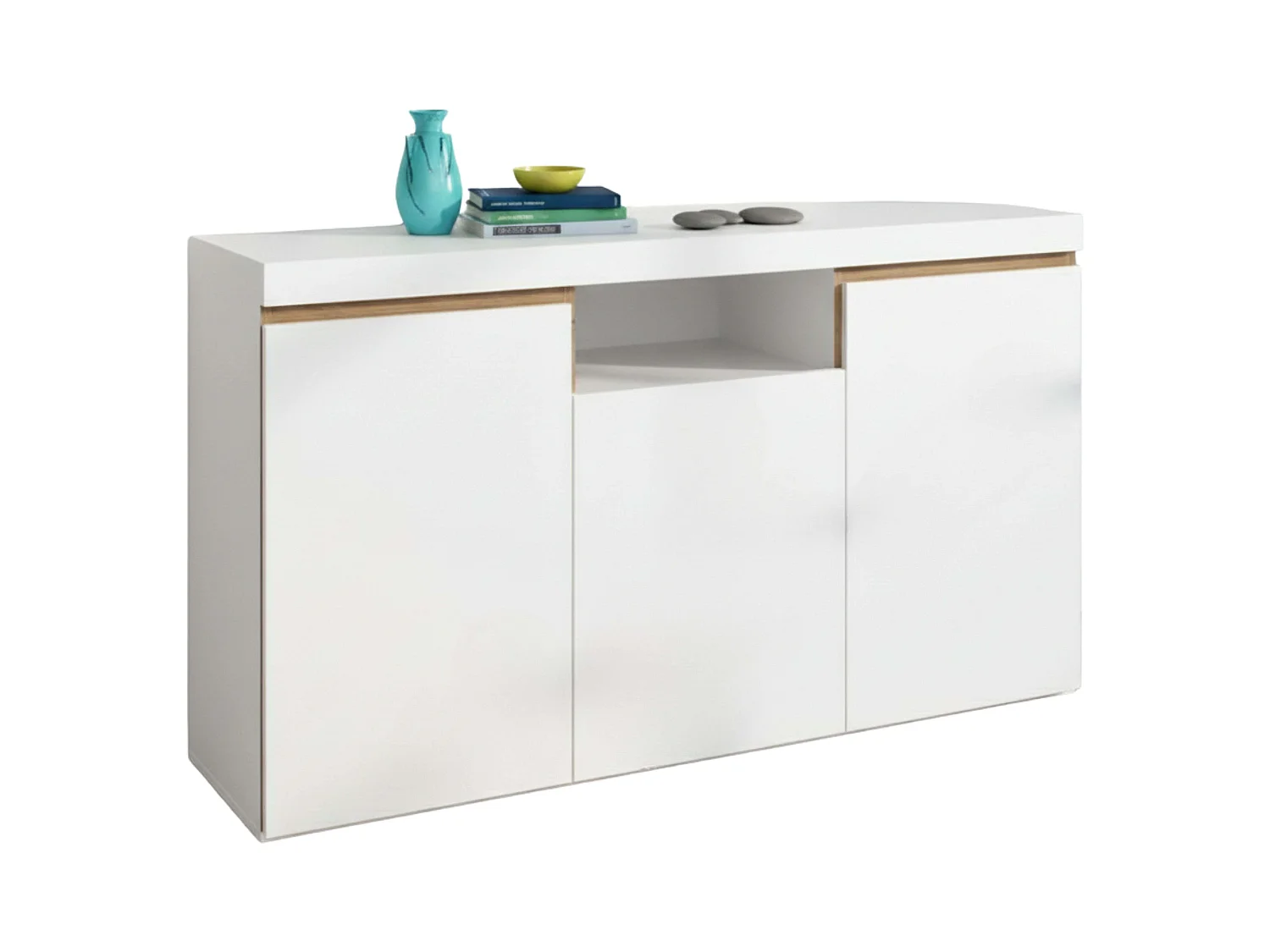 Aparador Elis Salón Blanco Mate y Roble Naturale 81x140x40 cm