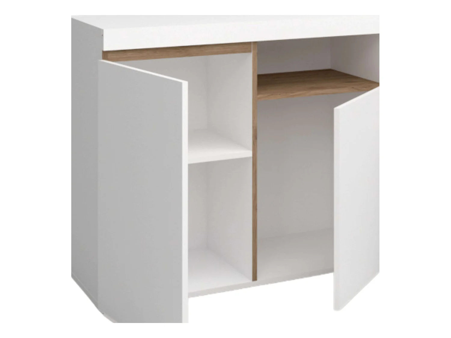 Aparador Elis Salón Blanco Mate y Roble Naturale 81x140x40 cm