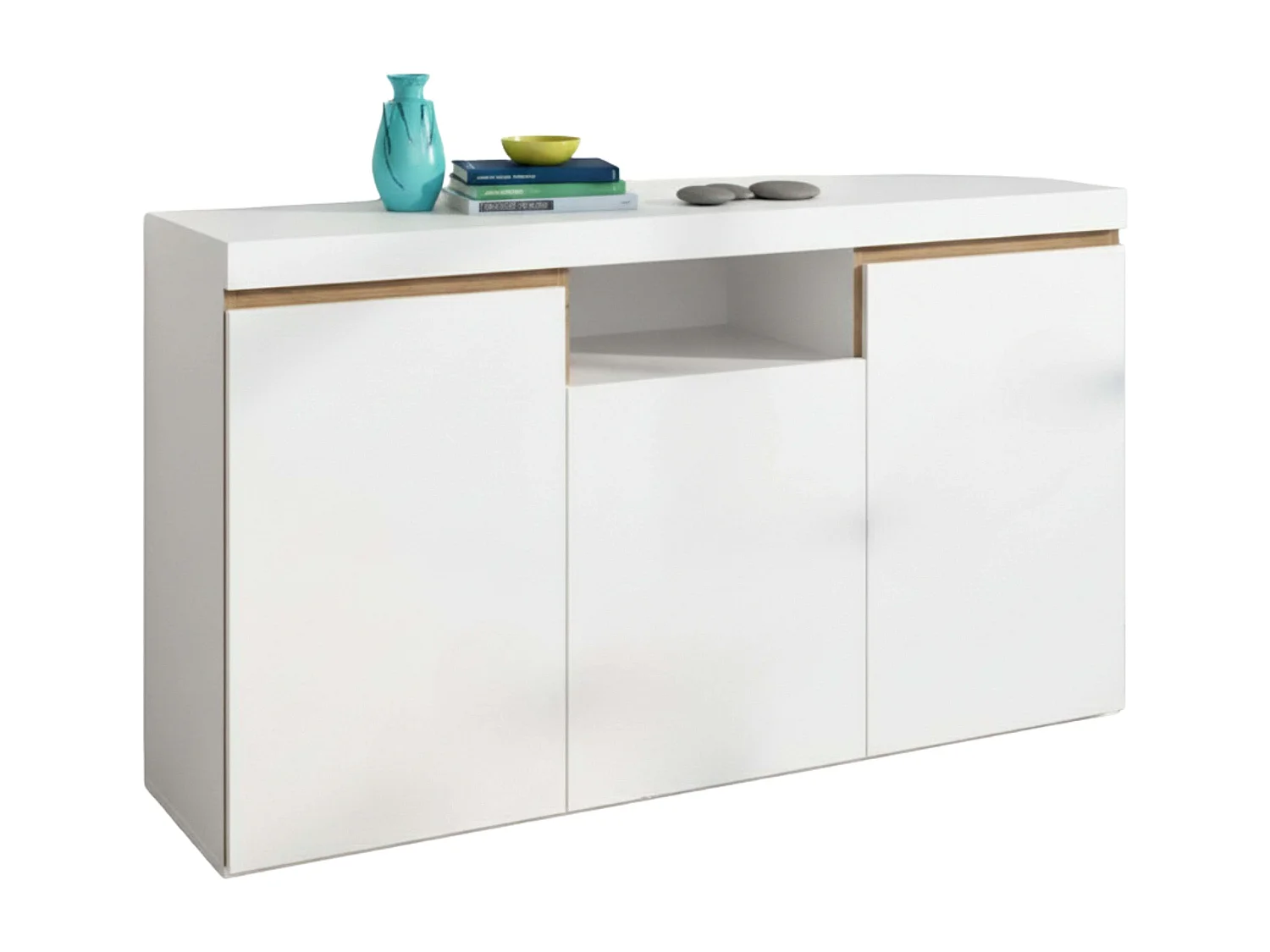 Aparador Elis Salón Blanco Mate y Roble Naturale 81x140x40 cm