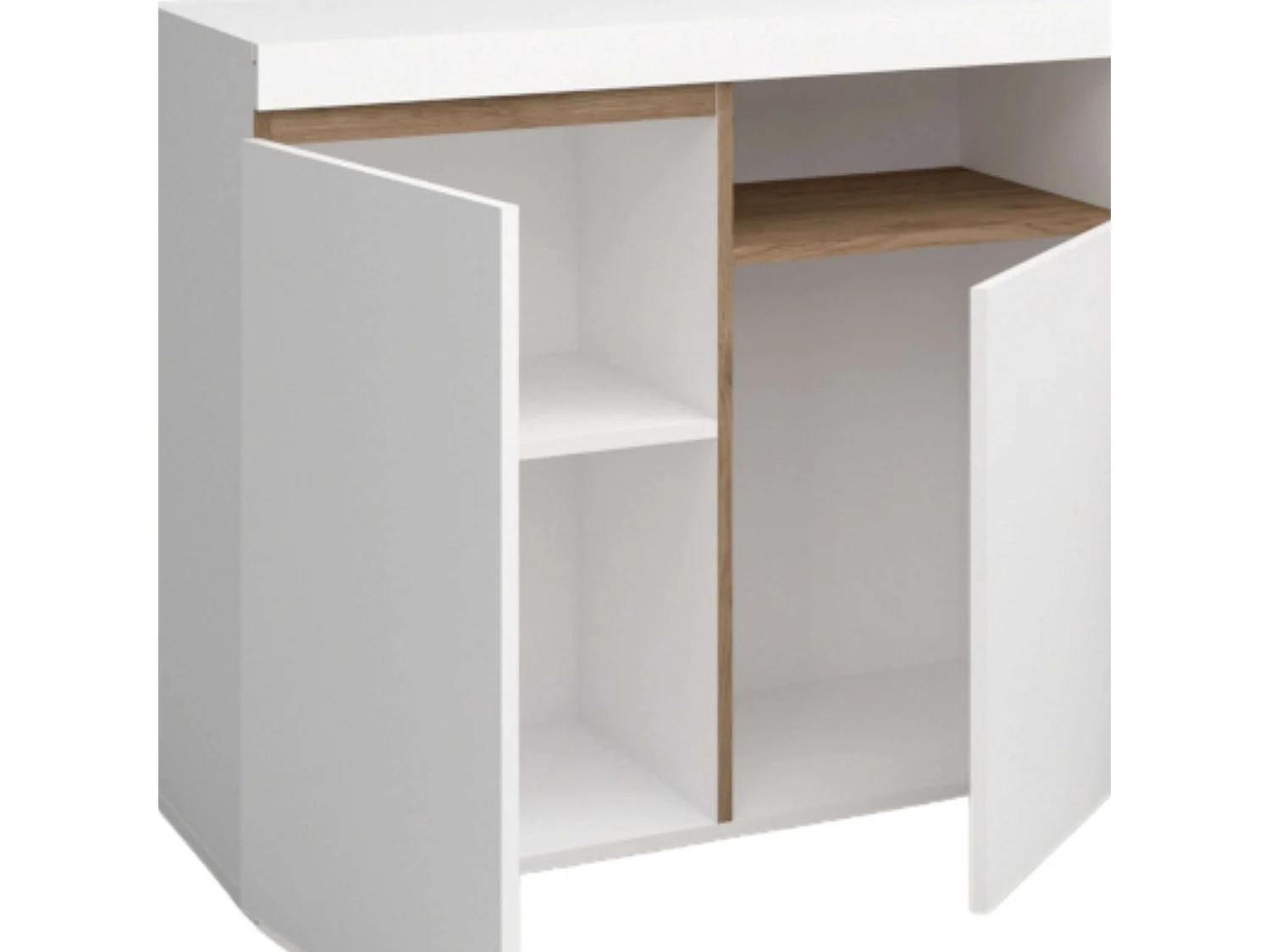 Aparador Elis Salón Blanco Mate y Roble Naturale 81x140x40 cm