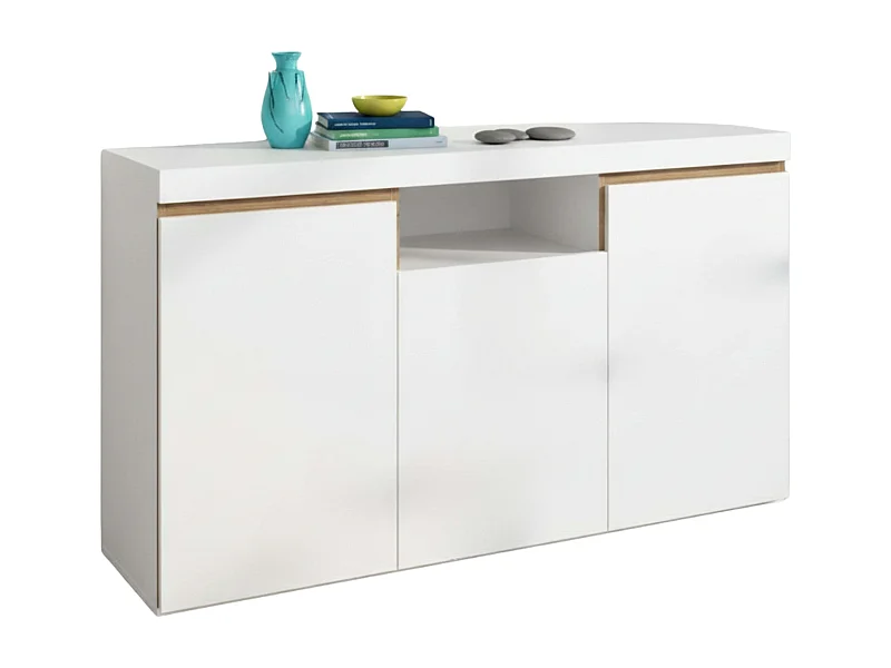 Aparador Elis Salón Blanco Mate y Roble Naturale 81x140x40 cm