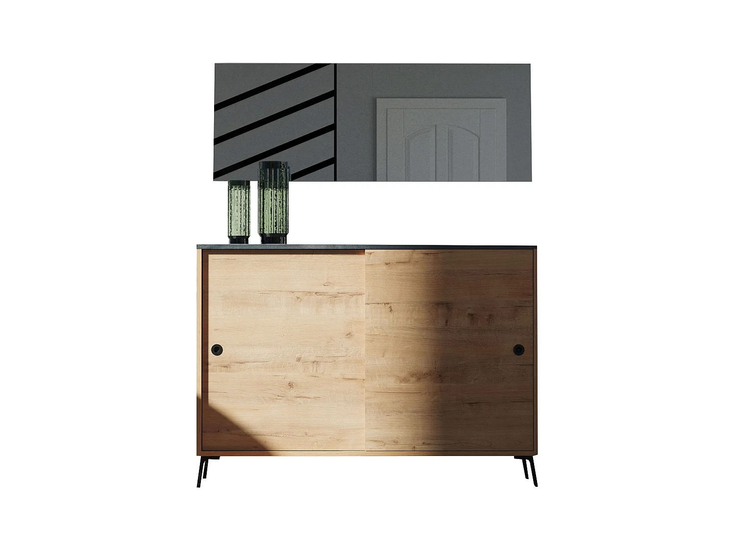 Aparador Kamet Roble Gold y Mármol para Salón Comedor 87x120x40 cm