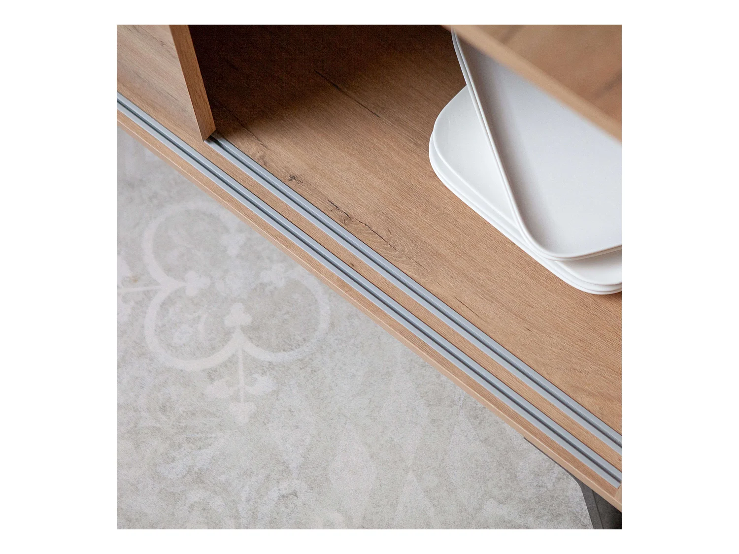 Aparador Kamet Roble Gold y Mármol para Salón Comedor 87x120x40 cm