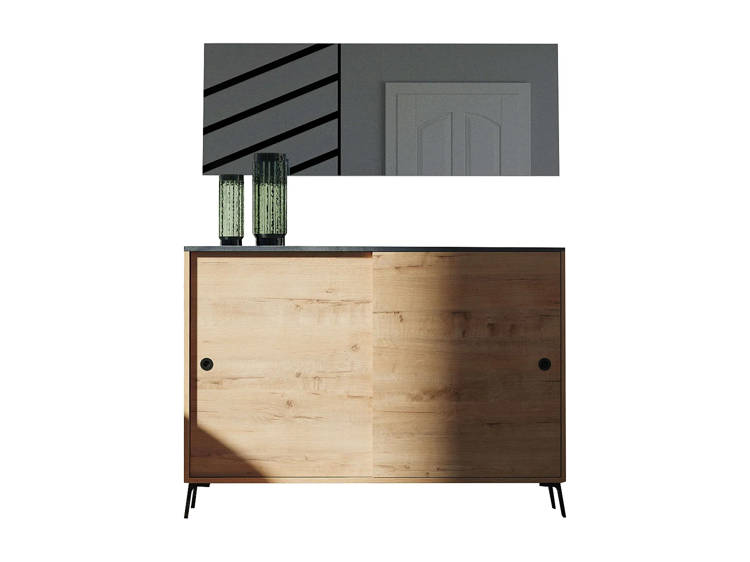 Aparador Kamet Gold Carvalho e Mármore para Sala de Estar e Sala de Jantar 87x120x40 cm