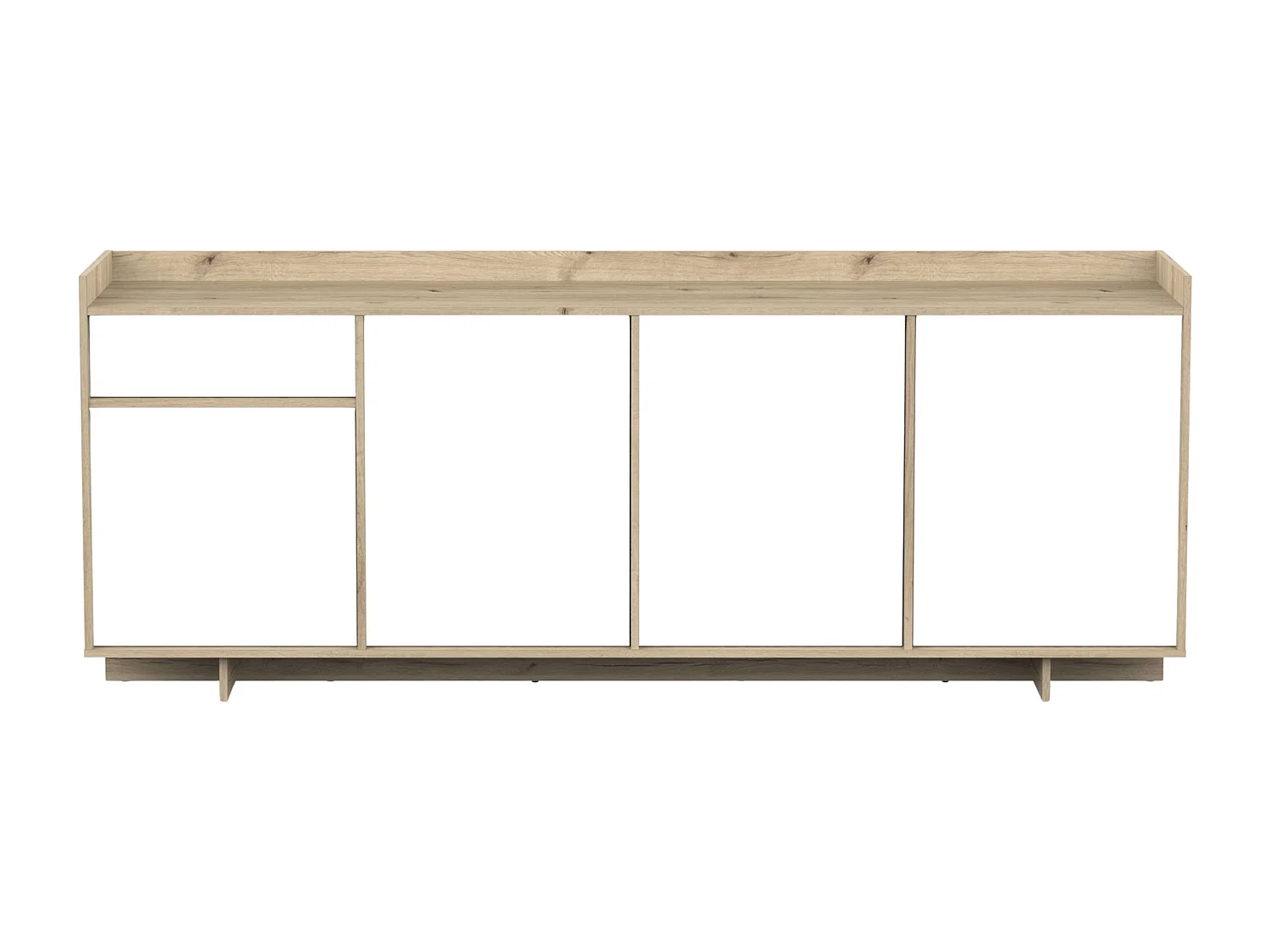 Bufê em Carvalho Artesanal e Branco 210 cm Moderno com 1 Gaveta e 4 Portas