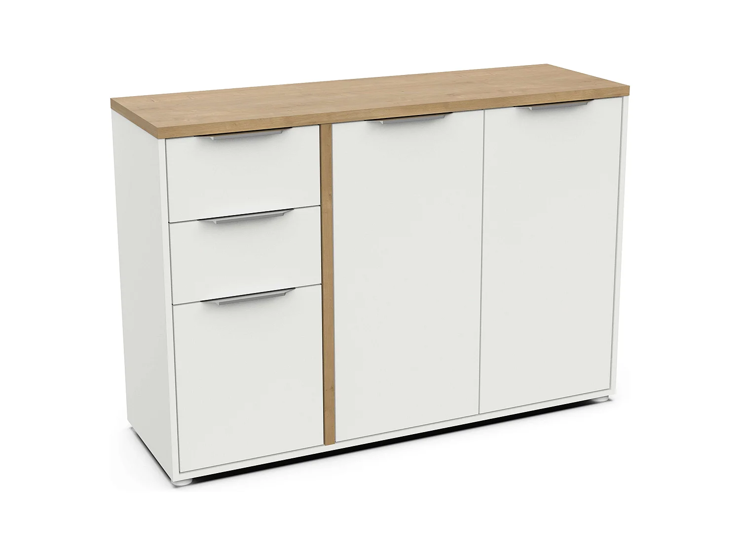 Aparador Salón Acces 3P Roble Hamilton y Blanco Mate 122cm