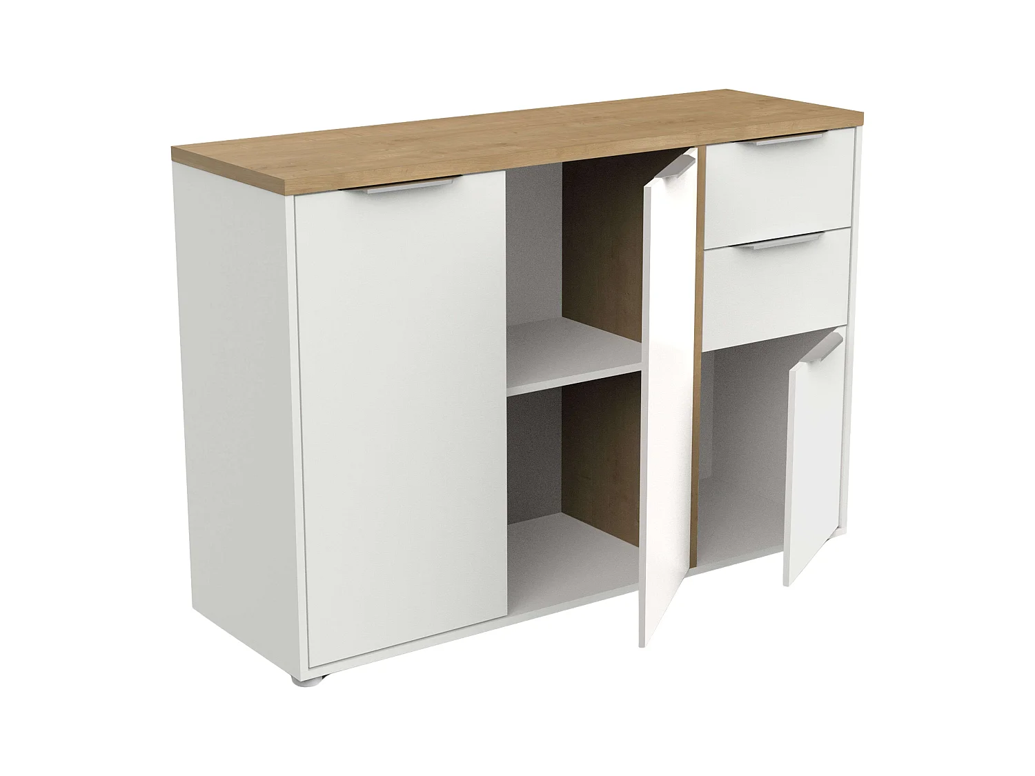 Aparador Salón Acces 3P Roble Hamilton y Blanco Mate 122cm