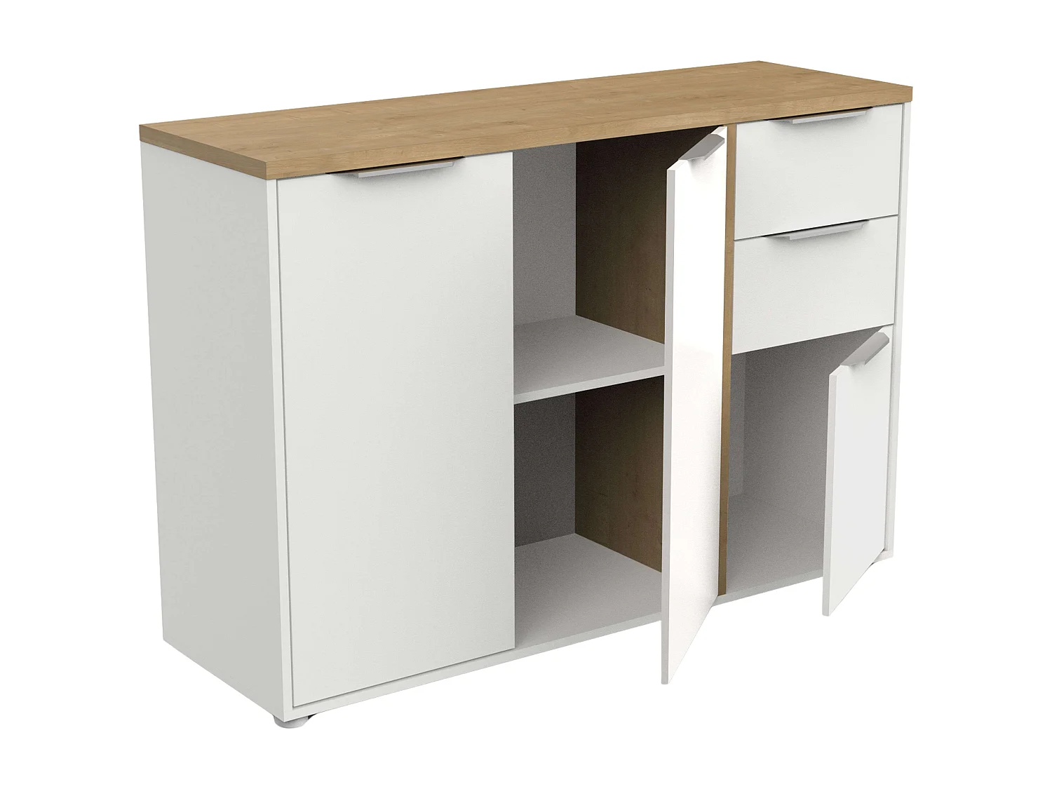 Aparador Salón Acces 3P Roble Hamilton y Blanco Mate 122cm