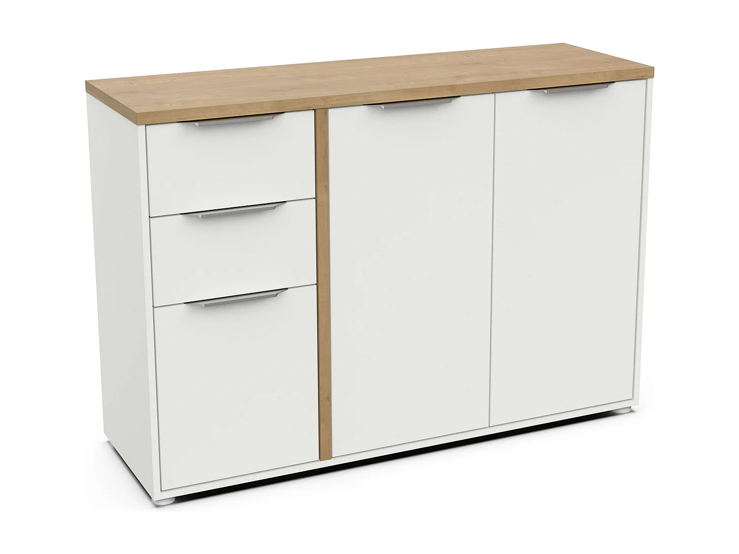 Aparador Salón Acces 3P Roble Hamilton y Blanco Mate 122cm