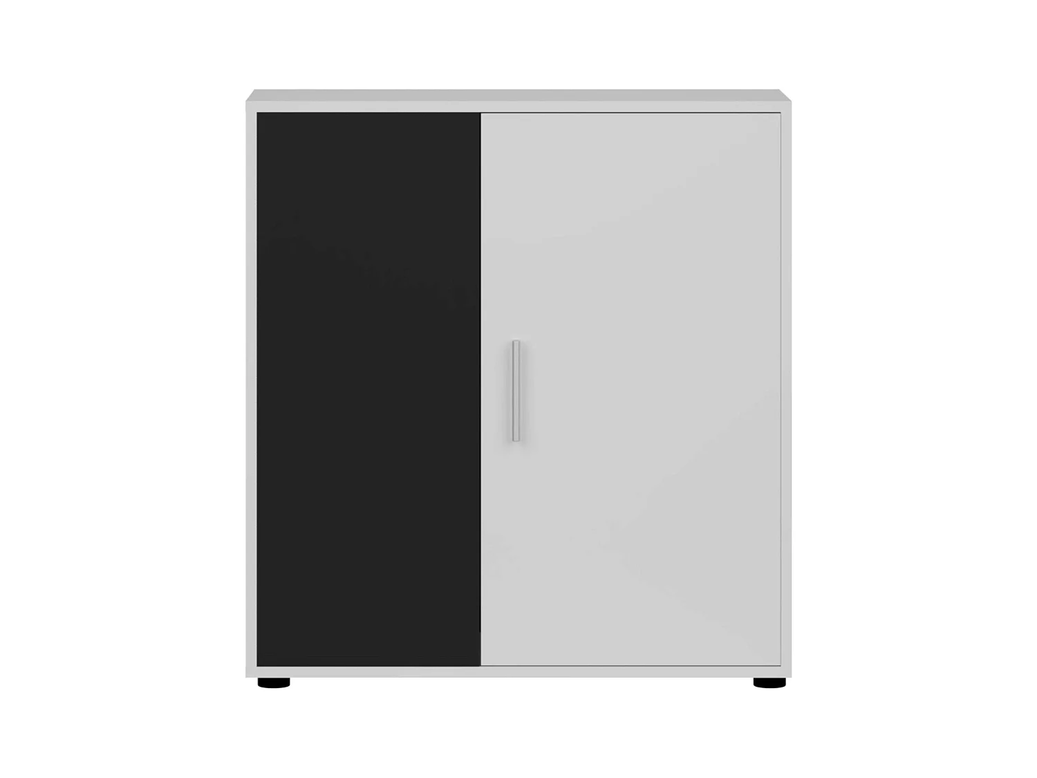 Rom Aparador 2 Puertas 1 Estante Contemporáneo Blanco Negro 80 cm