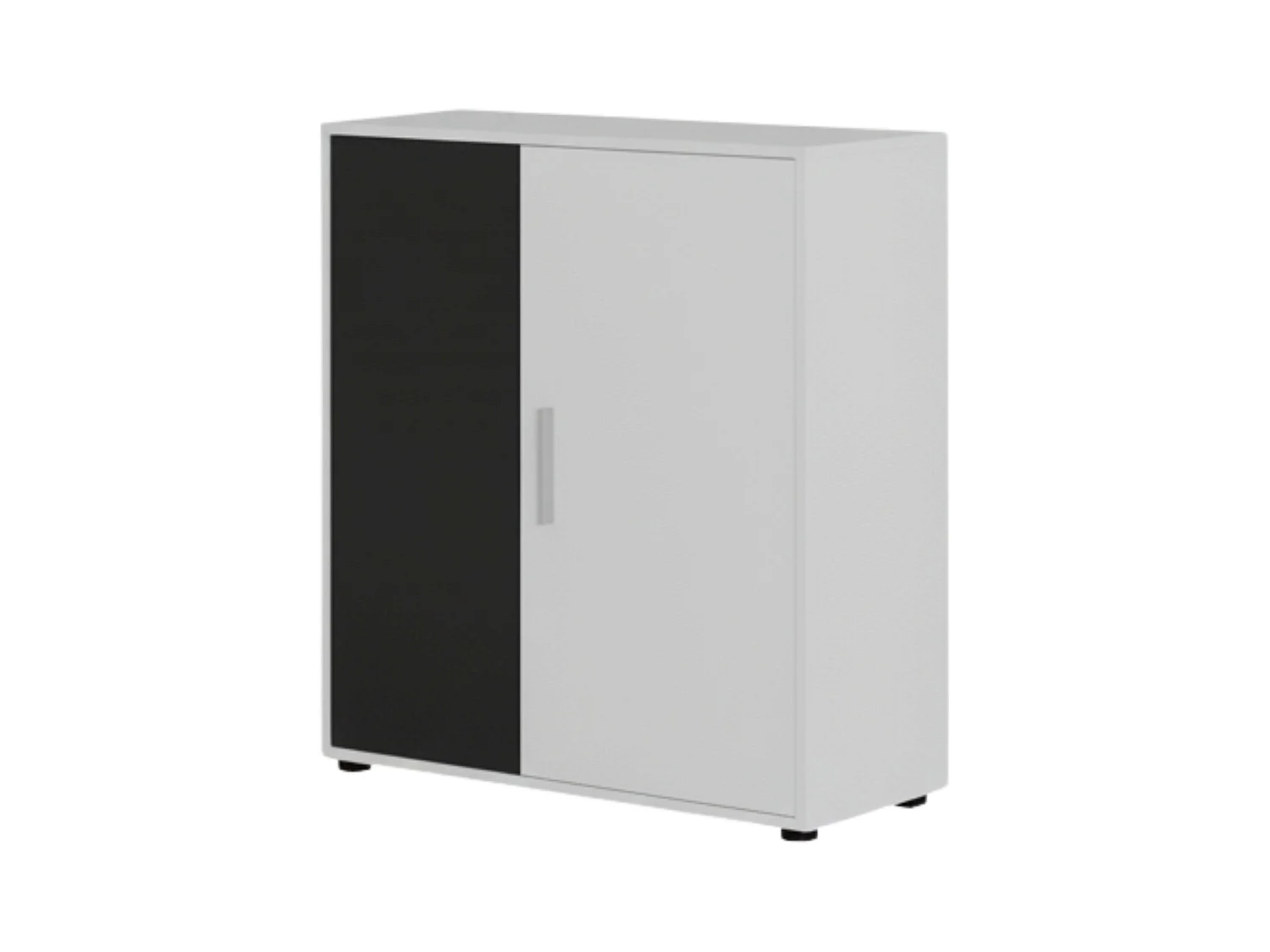 Rom Aparador 2 Puertas 1 Estante Contemporáneo Blanco Negro 80 cm