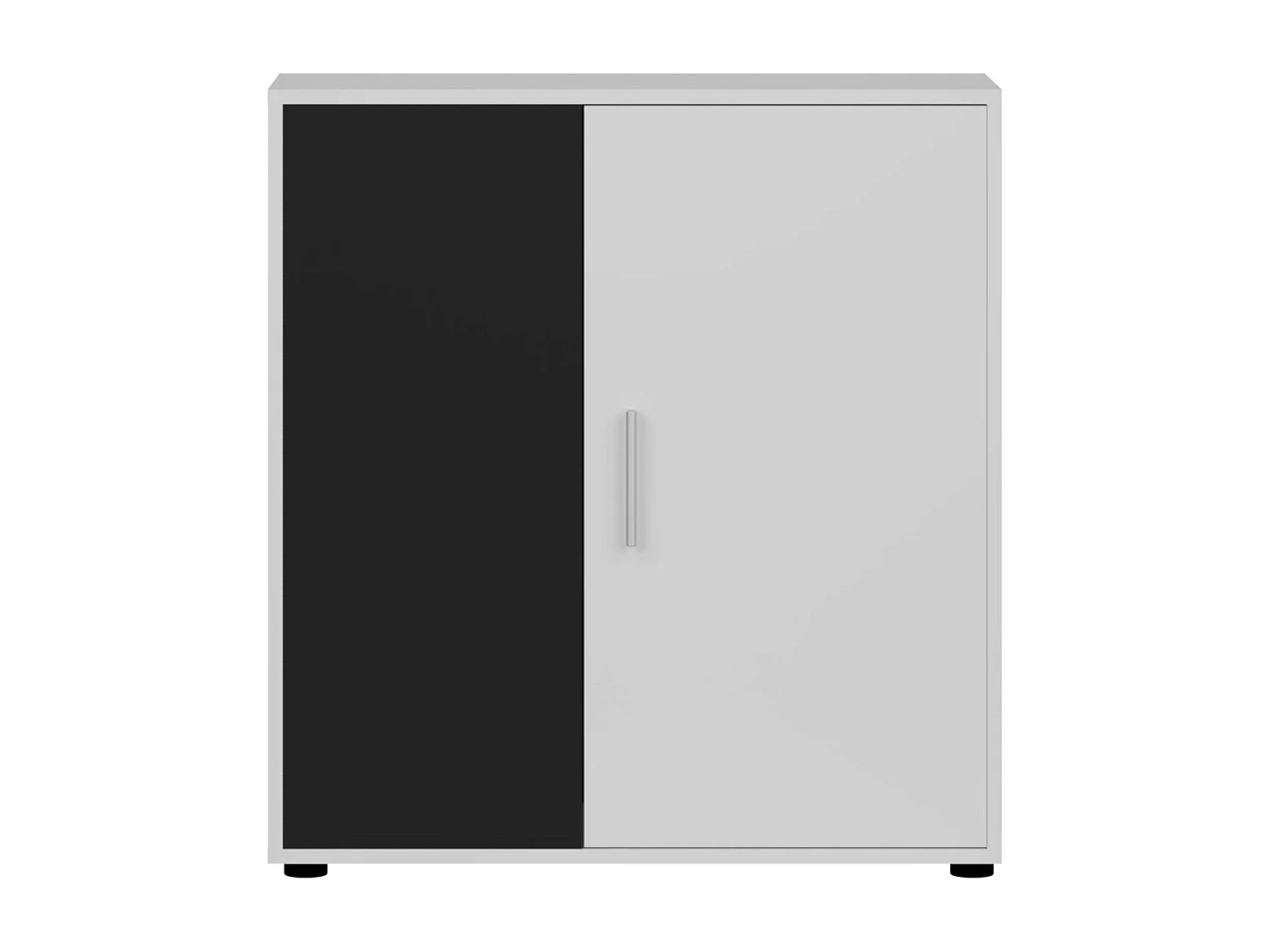 Buffet Rom 2 portes 1 étagère Contemporain Blanc Noir 80 cm