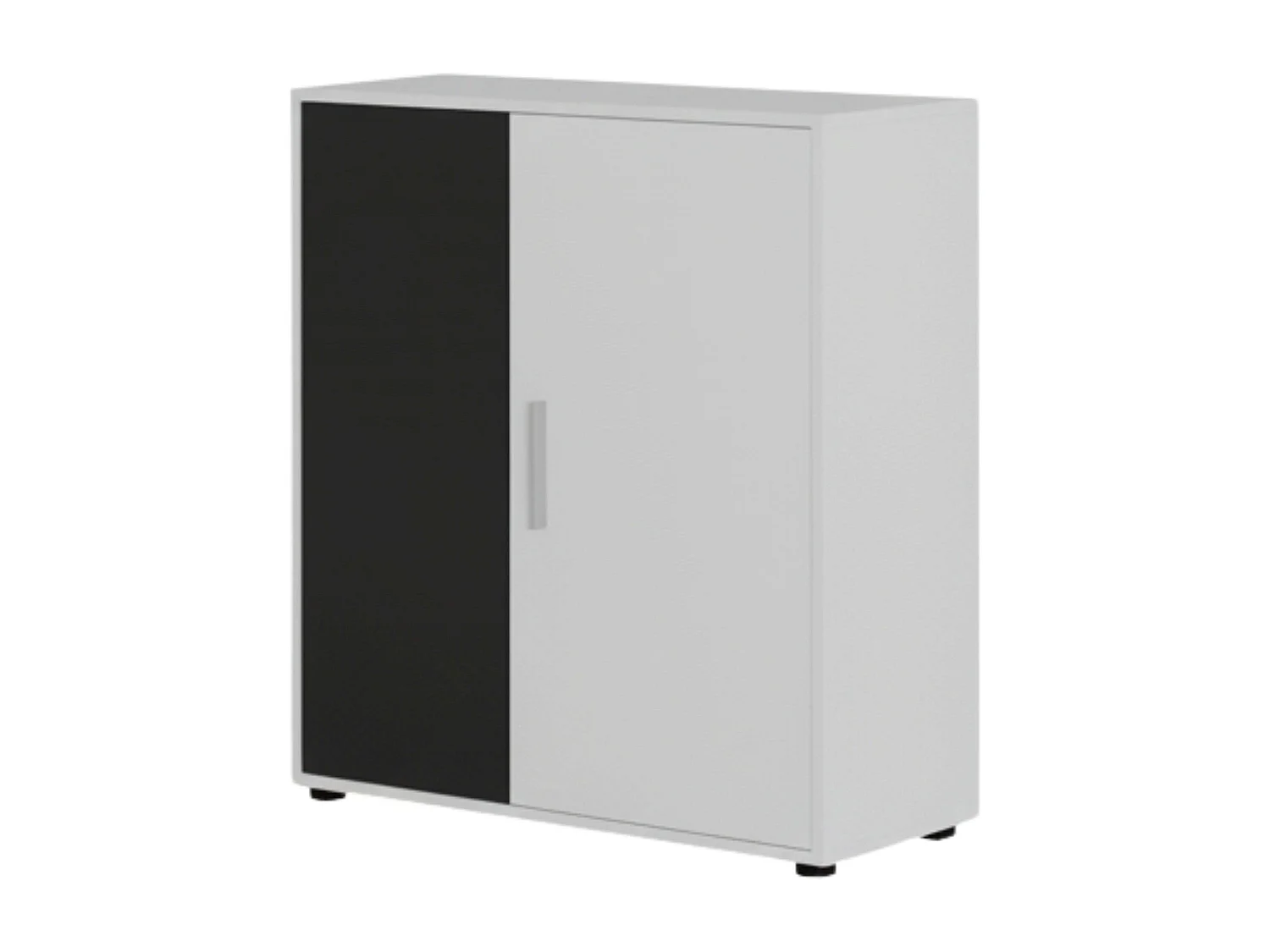 Buffet Rom 2 portes 1 étagère Contemporain Blanc Noir 80 cm