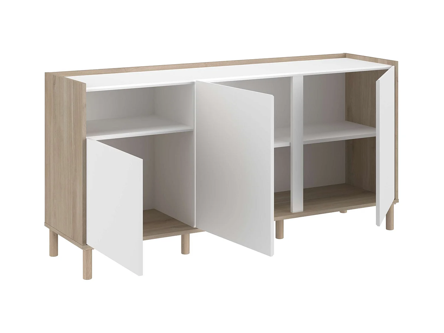 Aparador Azzaro roble japonés/blanco para comedor 150x75x40 cm