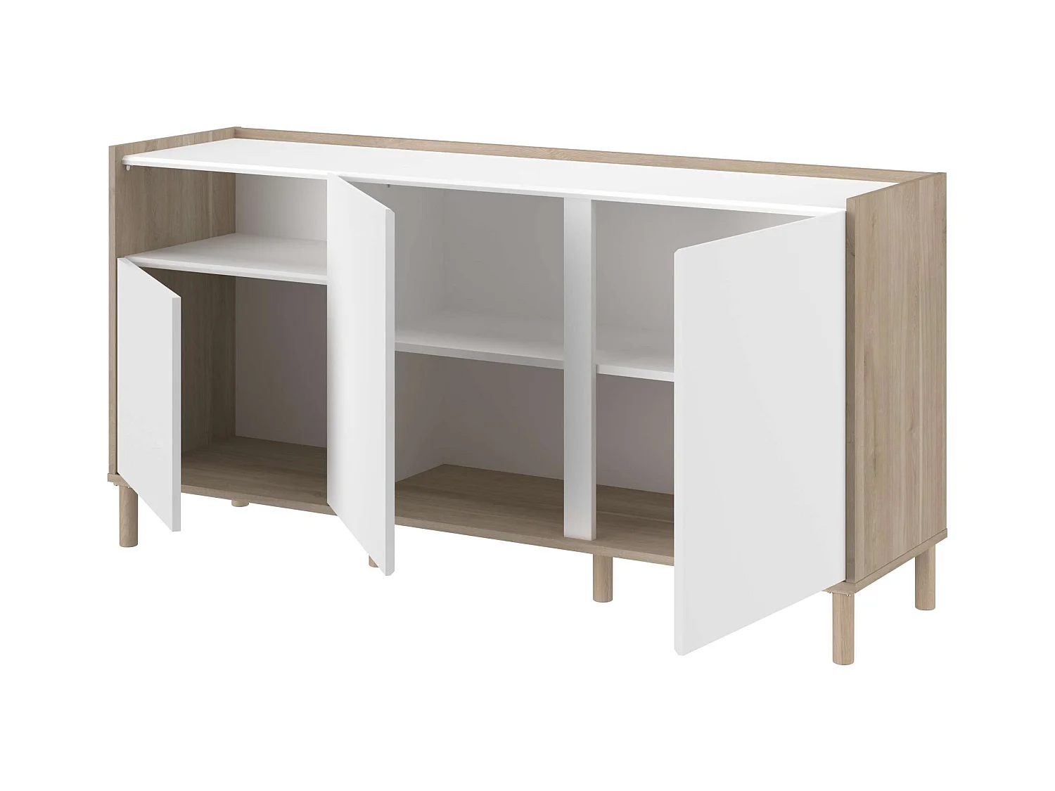 Aparador Azzaro roble japonés/blanco para comedor 150x75x40 cm