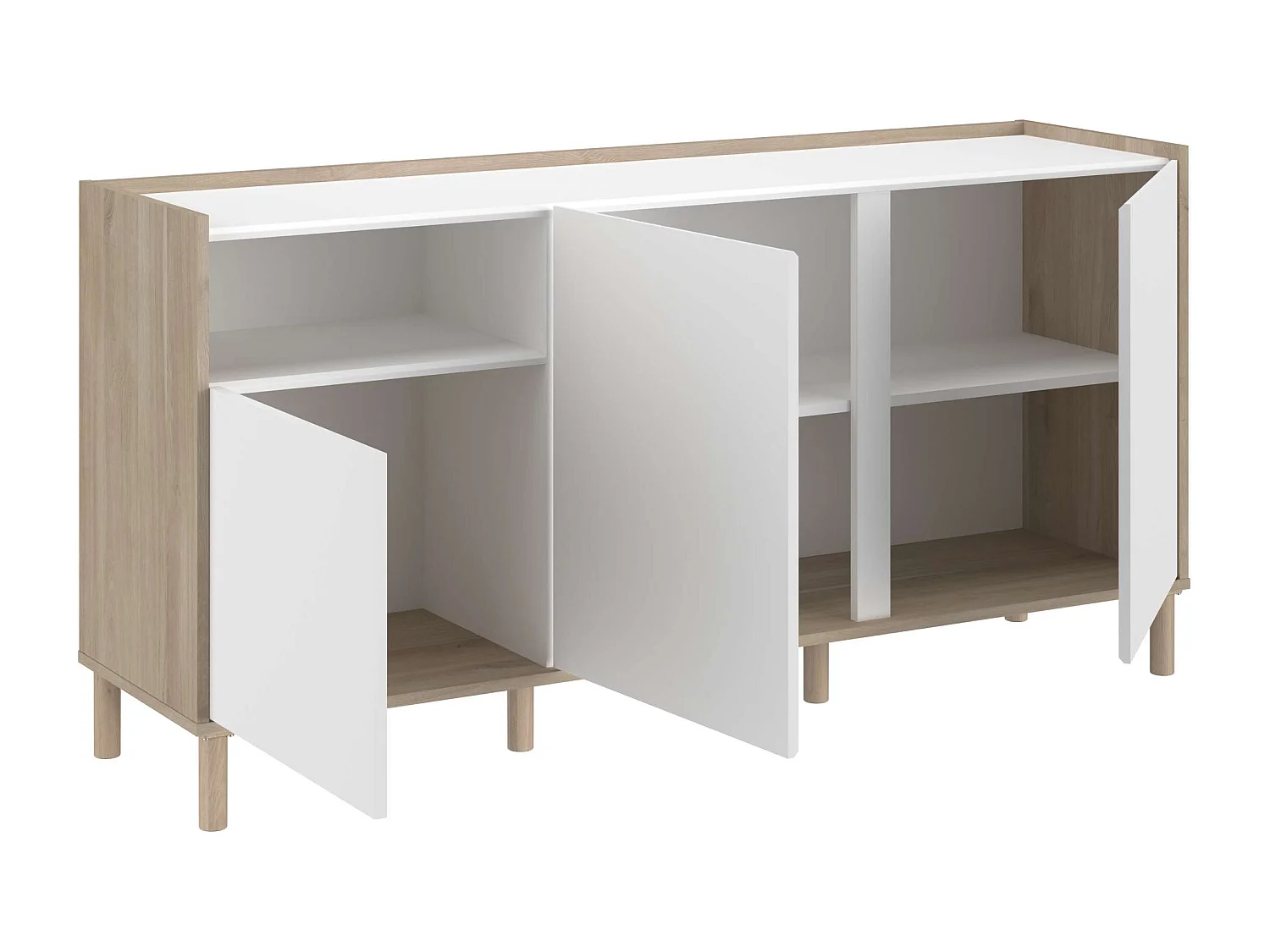 Aparador de jantar Azzaro carvalho japonês/branco 150x75x40 cm