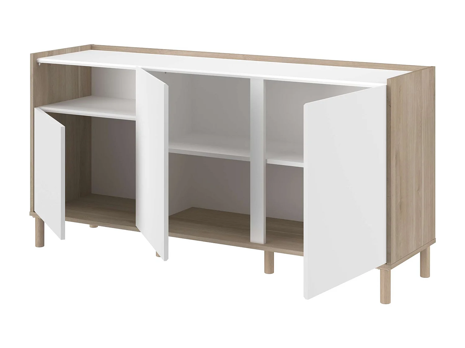 Aparador de jantar Azzaro carvalho japonês/branco 150x75x40 cm