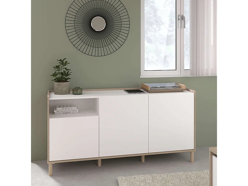 Aparador de jantar Azzaro carvalho japonês/branco 150x75x40 cm