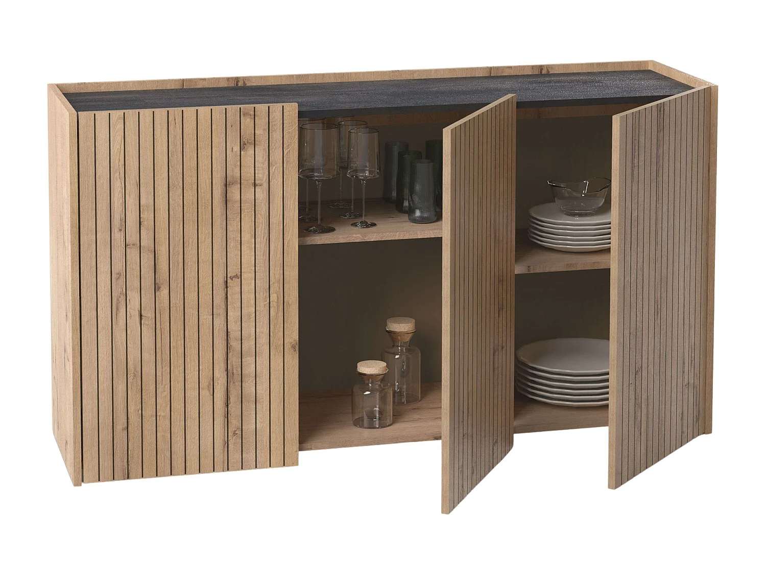 Aparador Salón Irati Moderno Roble Gold y Mármol 140 cm