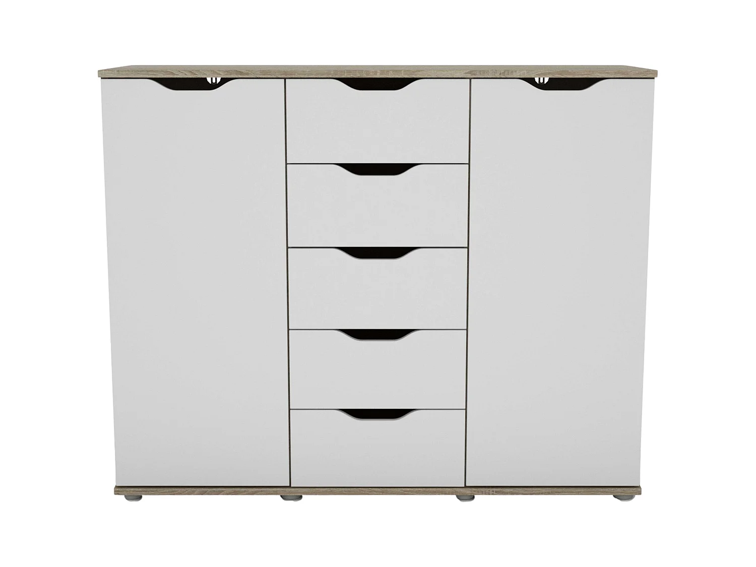 Aparador Parc 2 puertas 5 cajones 4 estantes roble sonoma/blanco 120x97x38 cm