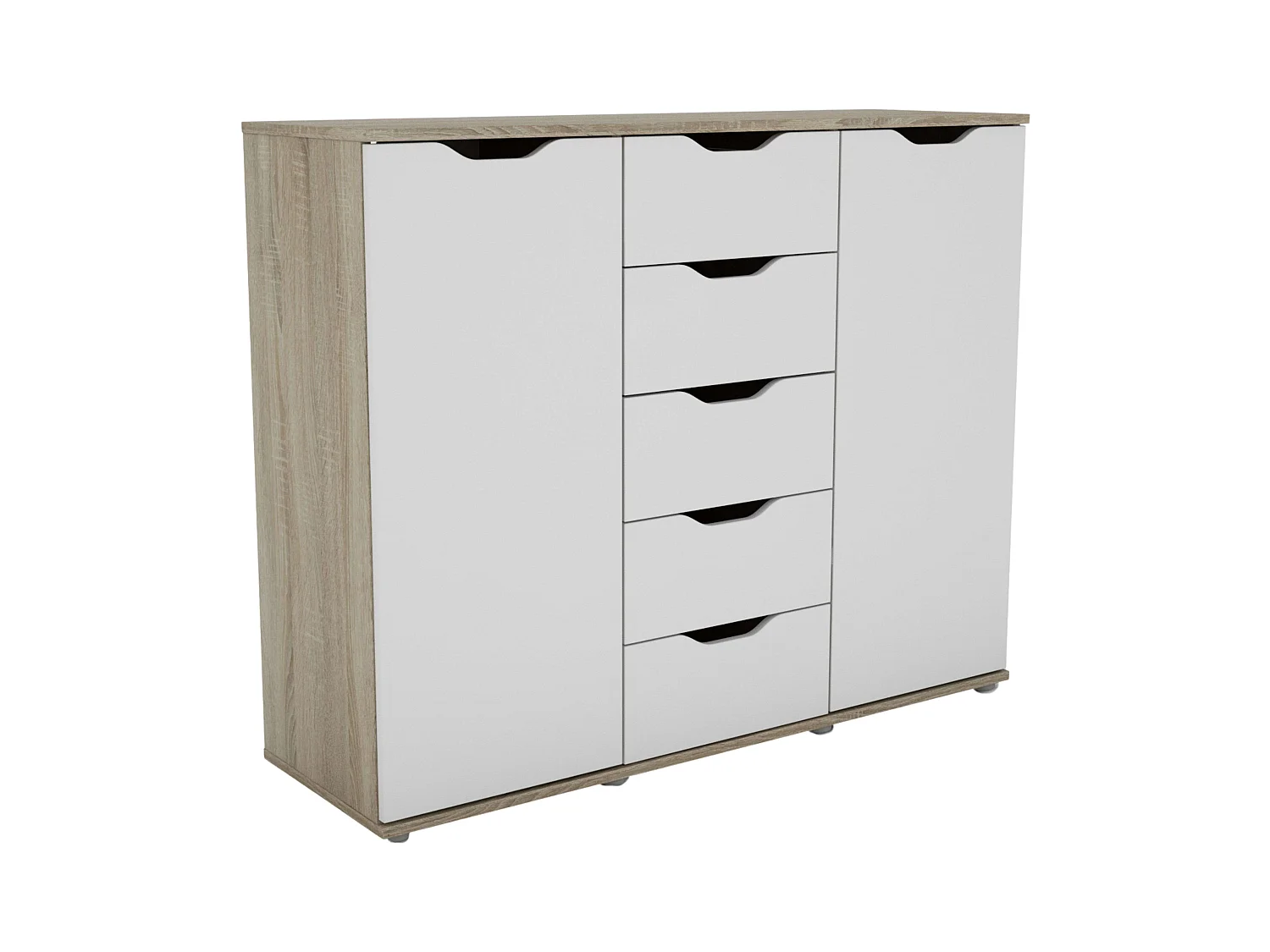 Aparador Parc 2 puertas 5 cajones 4 estantes roble sonoma/blanco 120x97x38 cm