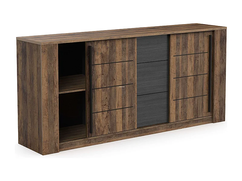 Aparador Salón Mónaco Almacenaje Roble Saloon Negro 206 cm