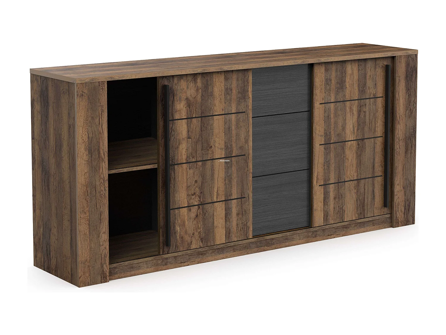 Aparador Salón Mónaco Almacenaje Roble Saloon Negro 206 cm