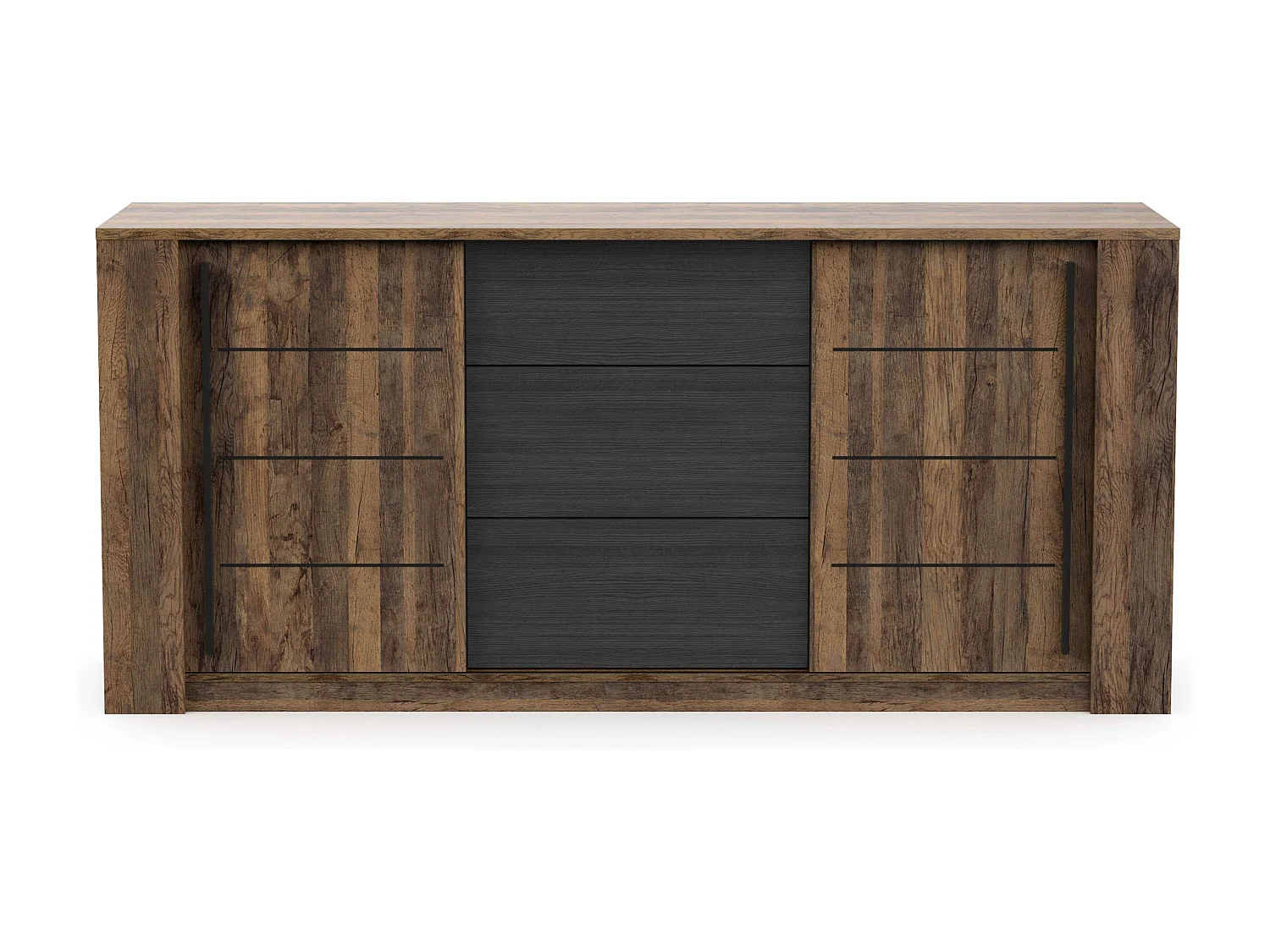 Aparador Salón Mónaco Almacenaje Roble Saloon Negro 206 cm