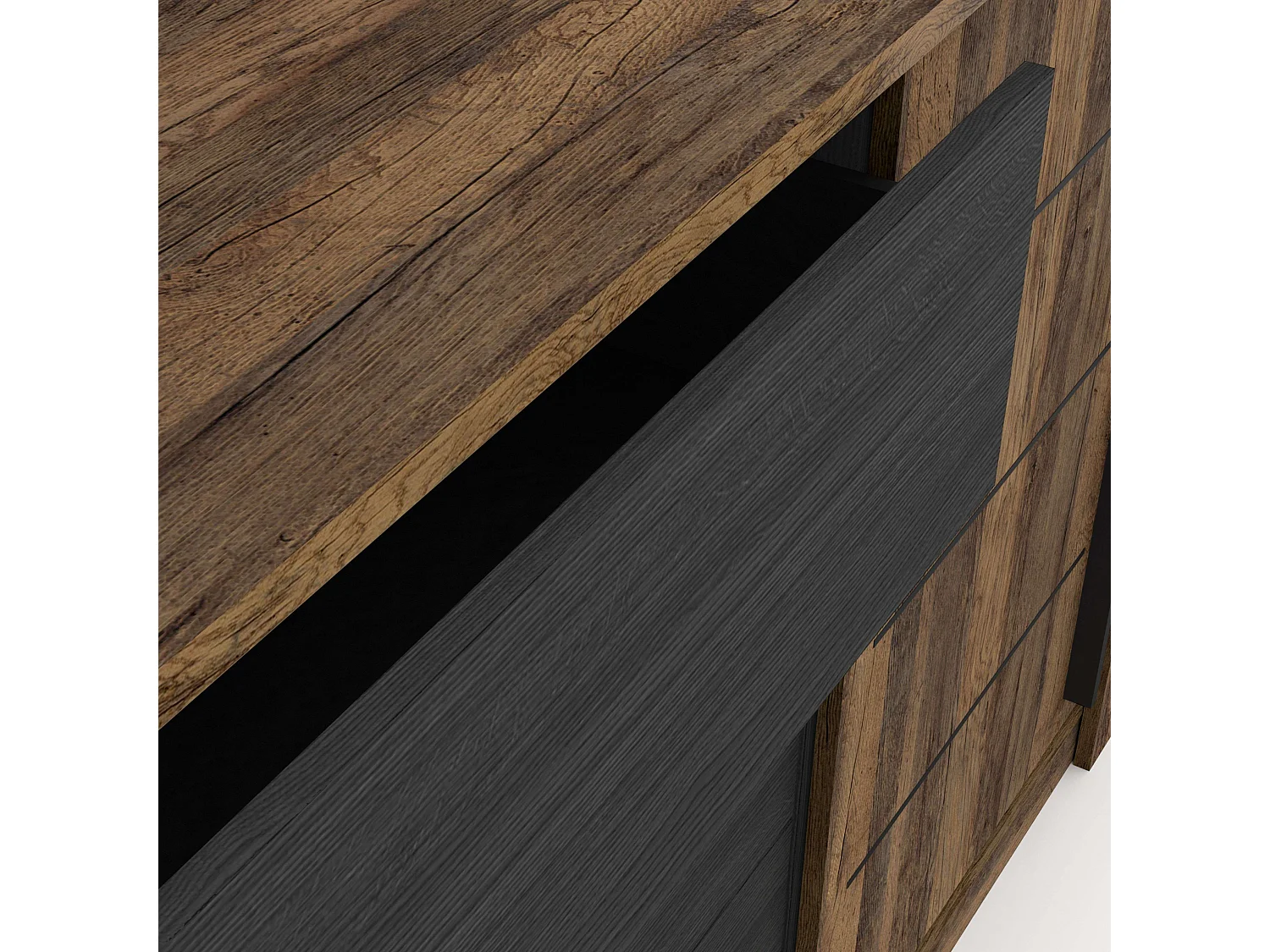 Aparador Salón Mónaco Almacenaje Roble Saloon Negro 206 cm