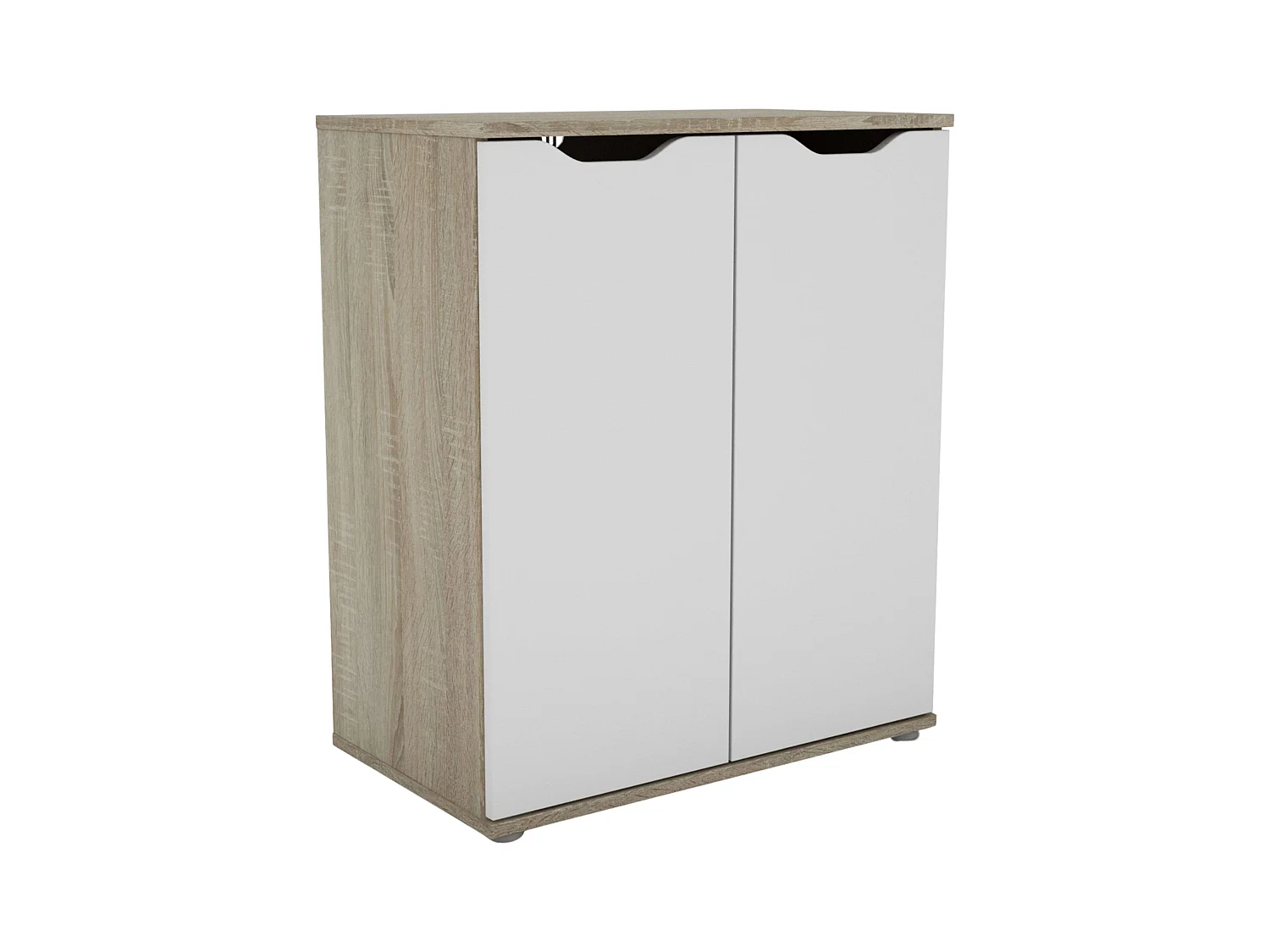Aparador Parc com 2 portas, carvalho Sonoma/branco mate, 66,6 x 78,7 x 38 cm