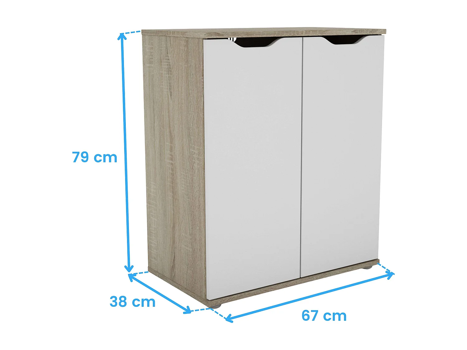 Buffet Parc 2 portes, chêne Sonoma/blanc mat, 66,6 x 78,7 x 38 cm