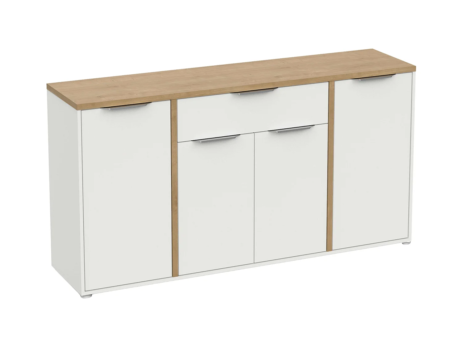 Buffet de salon Access 4P en chêne Hamilton blanc mat 161 cm