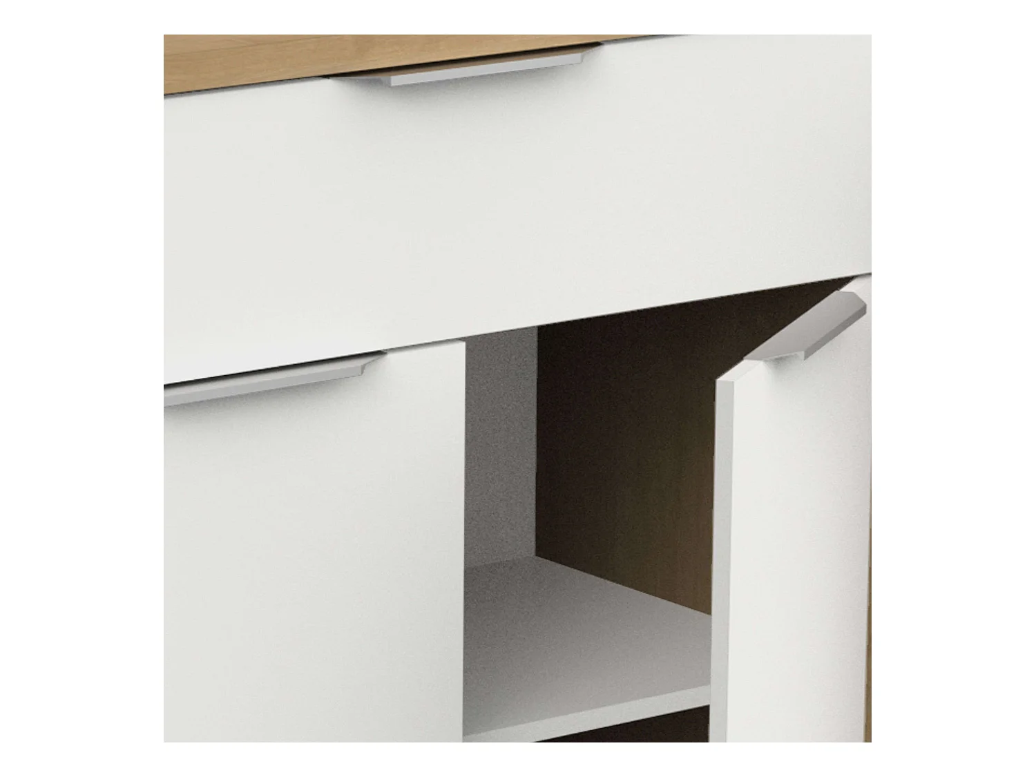 Buffet de salon Access 4P en chêne Hamilton blanc mat 161 cm