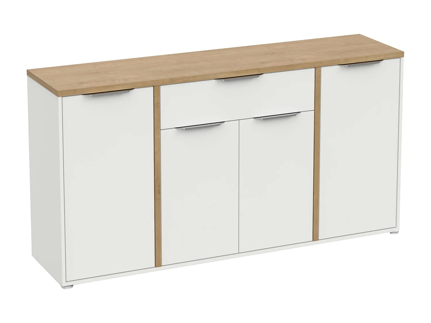 Buffet de salon Access 4P en chêne Hamilton blanc mat 161 cm