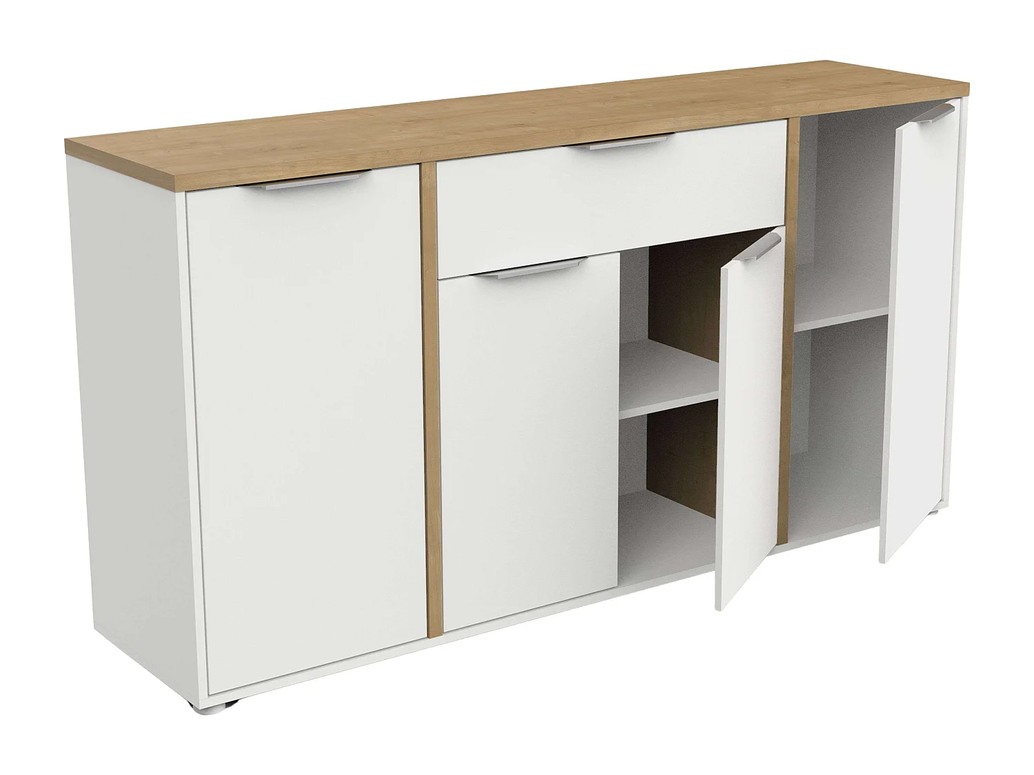 Buffet de salon Access 4P en chêne Hamilton blanc mat 161 cm