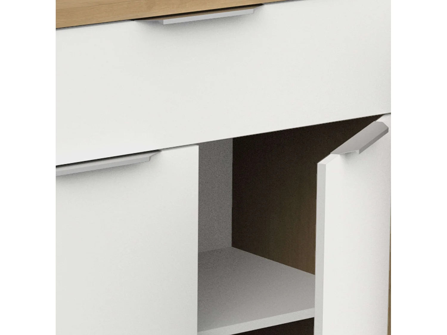 Buffet de salon Access 4P en chêne Hamilton blanc mat 161 cm