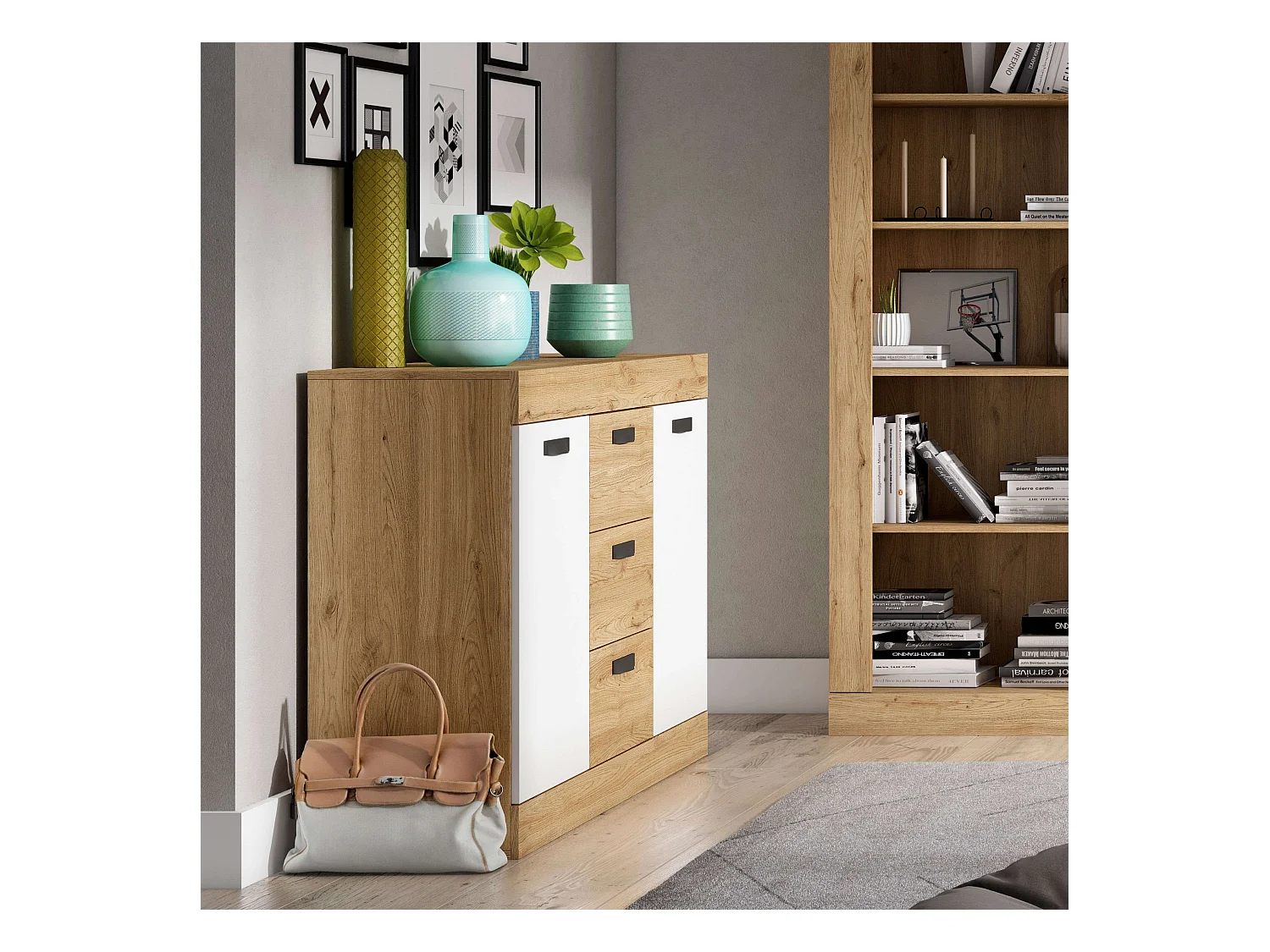 Buffet Argos Blanc Naturel 2 Portes 3 Tiroirs 140x91x40cm