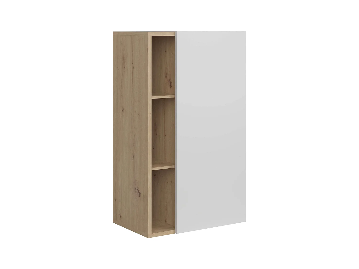 Donna Aparador 1 Puerta 4 Estantes Nórdico Blanco Mate Roble 80 cm