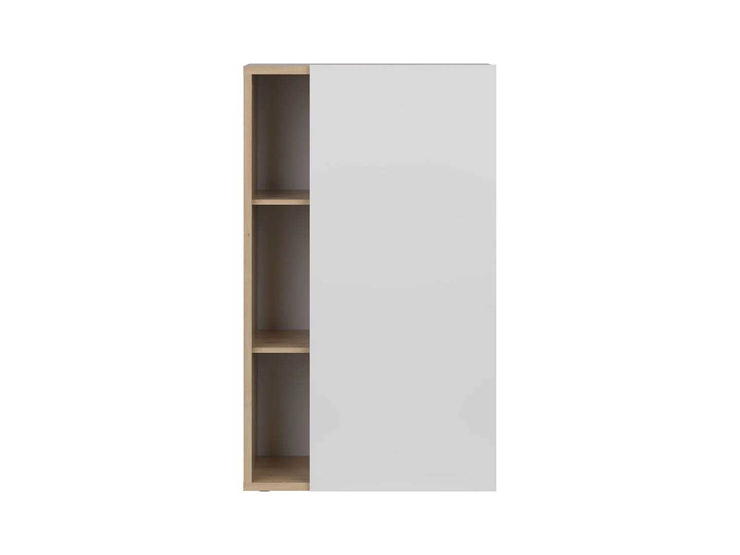 Donna Aparador 1 Puerta 4 Estantes Nórdico Blanco Mate Roble 80 cm